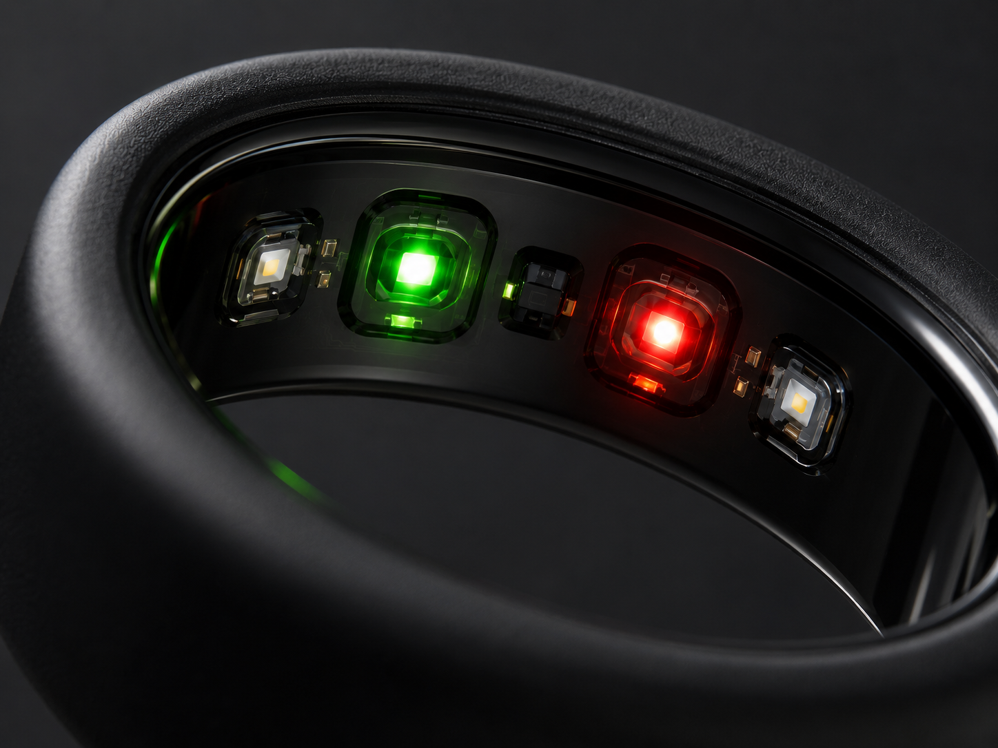 Sensores ópticos do VitaRing — LEDs verde e vermelho